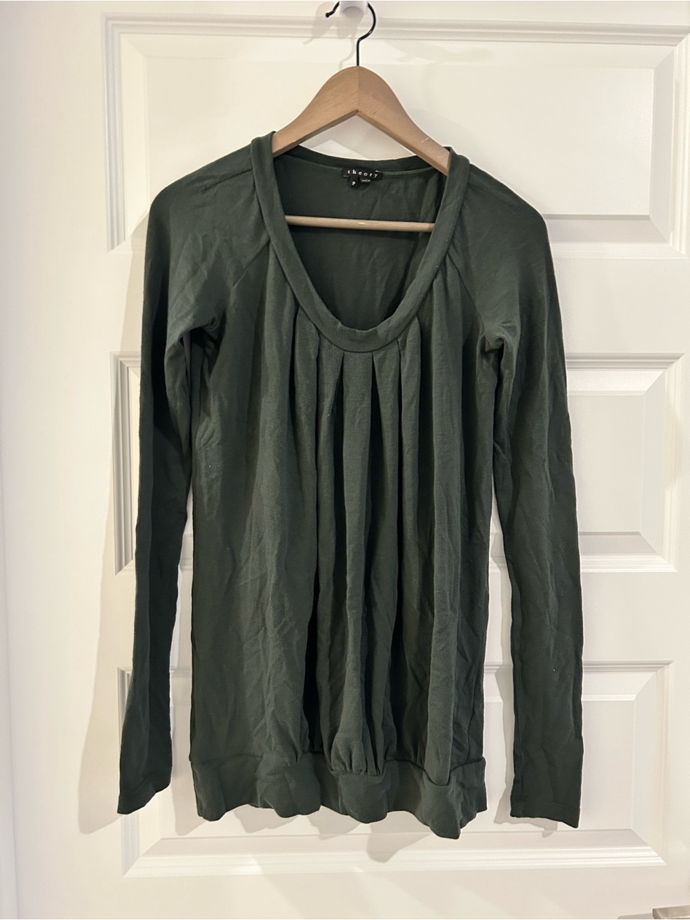 Theory Wool Long Sleeve Top Dark Green Size XS US Theory P